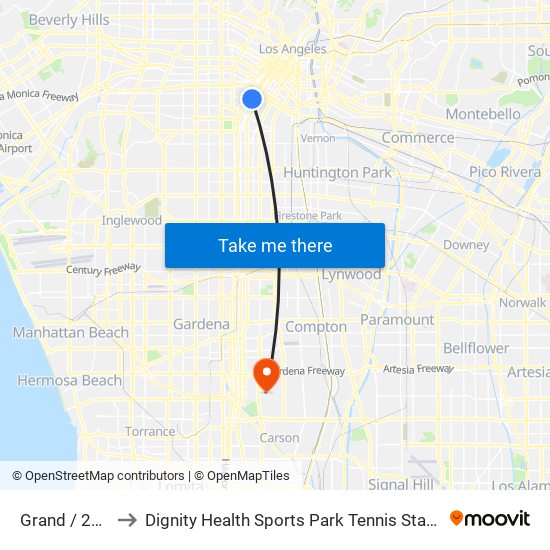 Grand / 23rd to Dignity Health Sports Park Tennis Stadium map