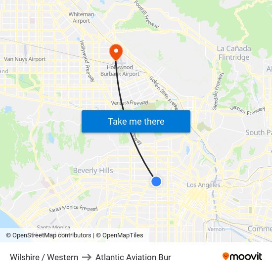 Wilshire / Western to Atlantic Aviation Bur map