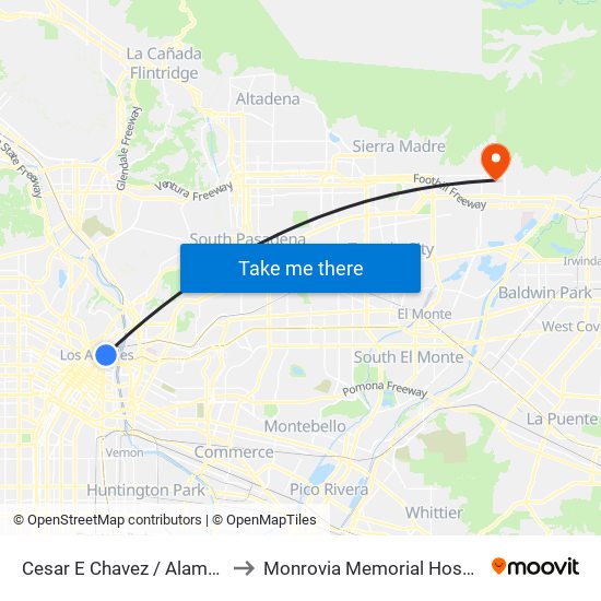 Cesar E Chavez / Alameda to Monrovia Memorial Hospital map
