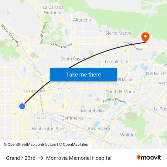 Grand / 23rd to Monrovia Memorial Hospital map