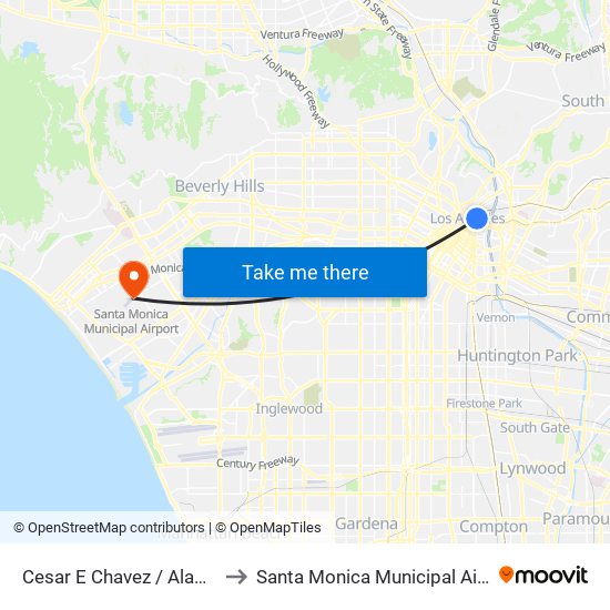 Cesar E Chavez / Alameda to Santa Monica Municipal Airport map