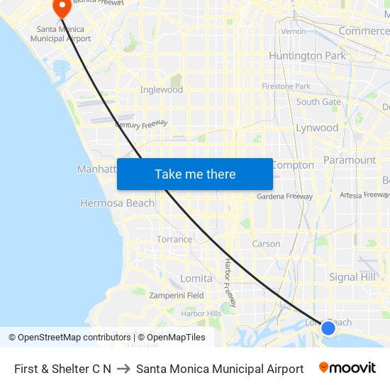 First & Shelter C N to Santa Monica Municipal Airport map