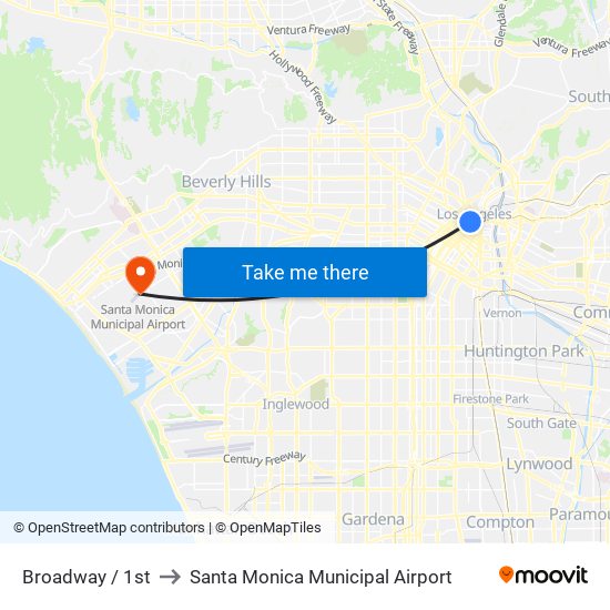 Broadway / 1st to Santa Monica Municipal Airport map