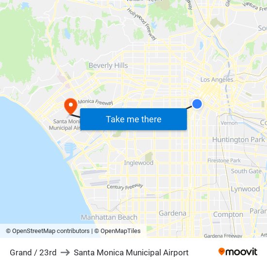 Grand / 23rd to Santa Monica Municipal Airport map