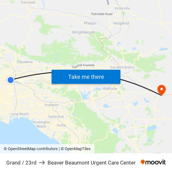 Grand / 23rd to Beaver Beaumont Urgent Care Center map