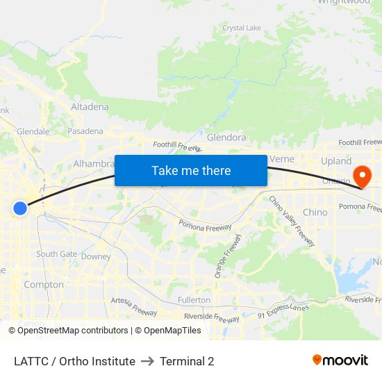 LATTC / Ortho Institute to Terminal 2 map