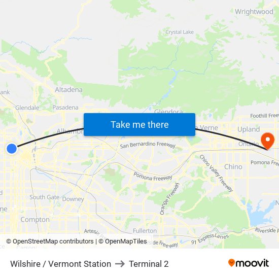 Wilshire / Vermont Station to Terminal 2 map