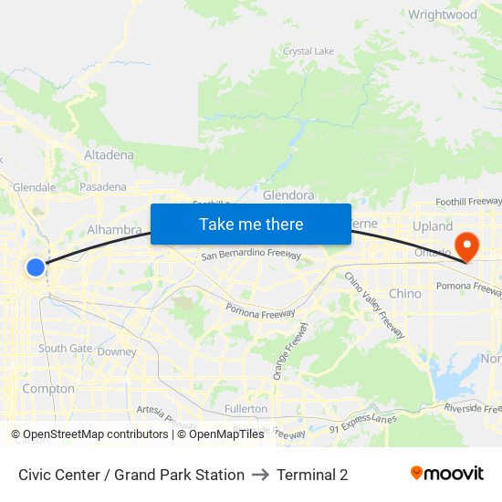 Civic Center / Grand Park Station to Terminal 2 map