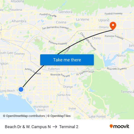 Beach Dr & W. Campus N to Terminal 2 map