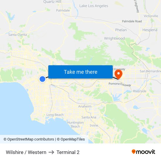 Wilshire / Western to Terminal 2 map