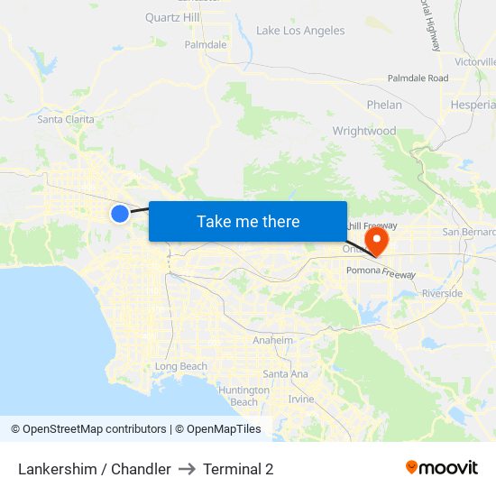 Lankershim / Chandler to Terminal 2 map