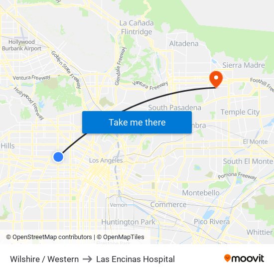 Wilshire / Western to Las Encinas Hospital map