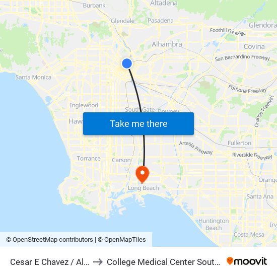 Cesar E Chavez / Alameda to College Medical Center South Campus map