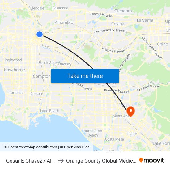 Cesar E Chavez / Alameda to Orange County Global Medical Center map
