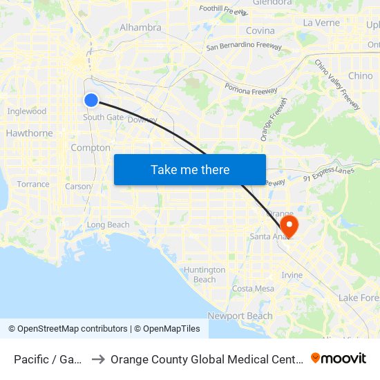 Pacific / Gage to Orange County Global Medical Center map