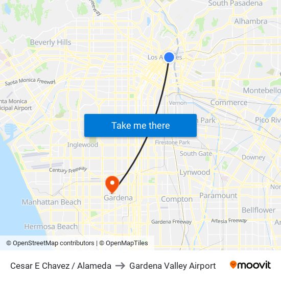 Cesar E Chavez / Alameda to Gardena Valley Airport map