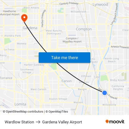 Wardlow Station to Gardena Valley Airport map