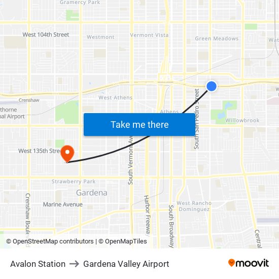 Avalon Station to Gardena Valley Airport map