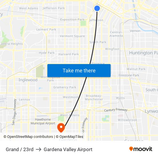 Grand / 23rd to Gardena Valley Airport map