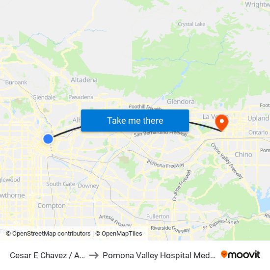Cesar E Chavez / Alameda to Pomona Valley Hospital Medical Center map