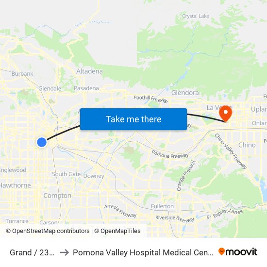 Grand / 23rd to Pomona Valley Hospital Medical Center map