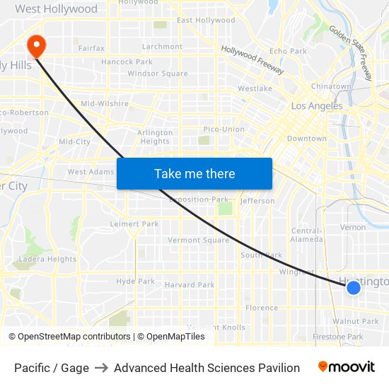 Pacific / Gage to Advanced Health Sciences Pavilion map