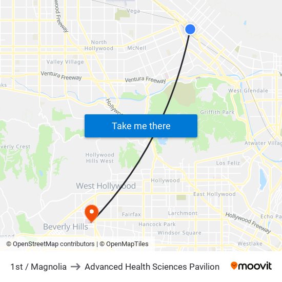 1st / Magnolia to Advanced Health Sciences Pavilion map