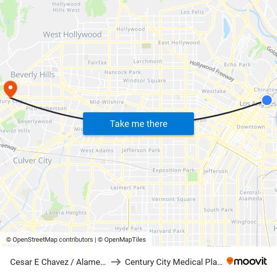 Cesar E Chavez / Alameda to Century City Medical Plaza map