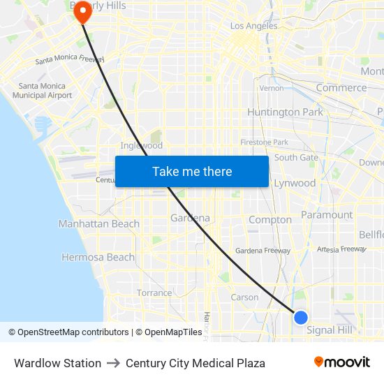 Wardlow Station to Century City Medical Plaza map