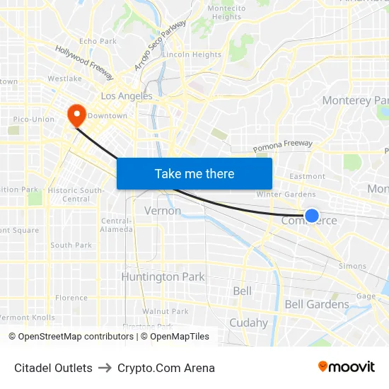 Citadel Outlets to Crypto.Com Arena map