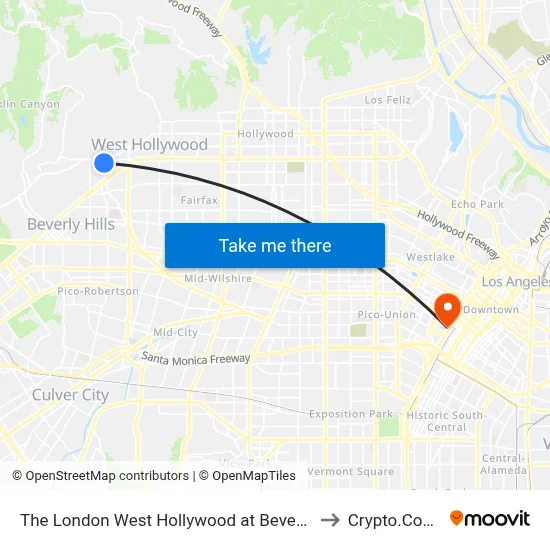 The London West Hollywood at Beverly Hills Hotel - Tesla to Crypto.Com Arena map
