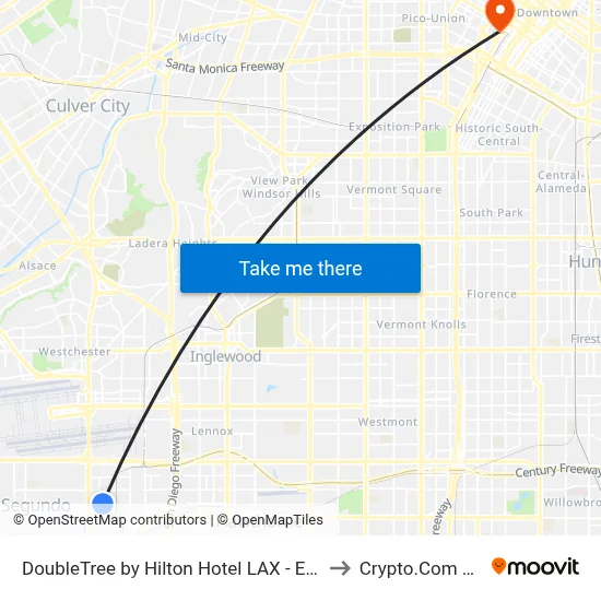 DoubleTree by Hilton Hotel LAX - El Segundo to Crypto.Com Arena map
