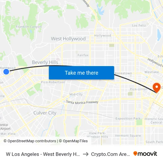 W Los Angeles - West Beverly Hills to Crypto.Com Arena map