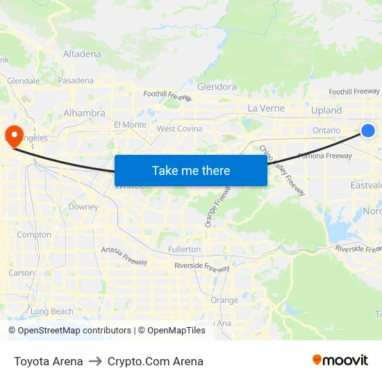 Toyota Arena to Crypto.Com Arena map
