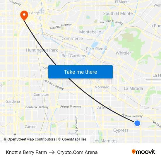 Knott s Berry Farm to Crypto.Com Arena map
