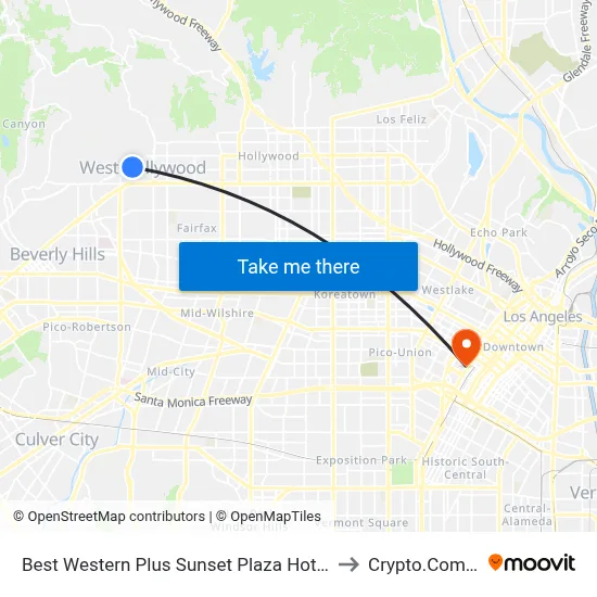 Best Western Plus Sunset Plaza Hotel Los Angeles to Crypto.Com Arena map