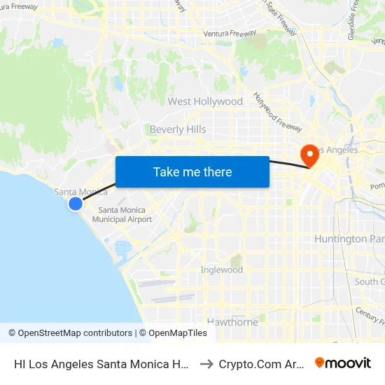 HI Los Angeles Santa Monica Hostel to Crypto.Com Arena map