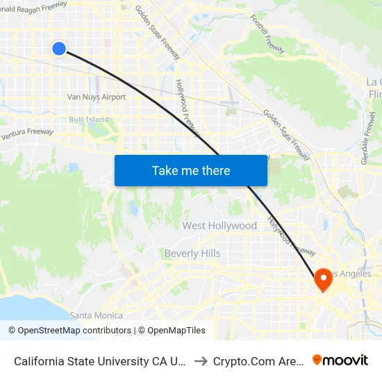 California State University CA USA to Crypto.Com Arena map