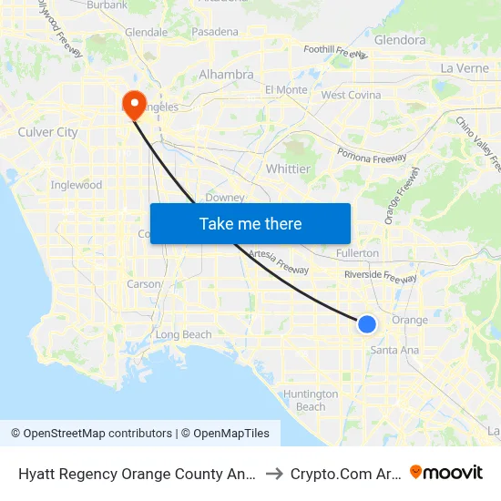 Hyatt Regency Orange County Anaheim to Crypto.Com Arena map