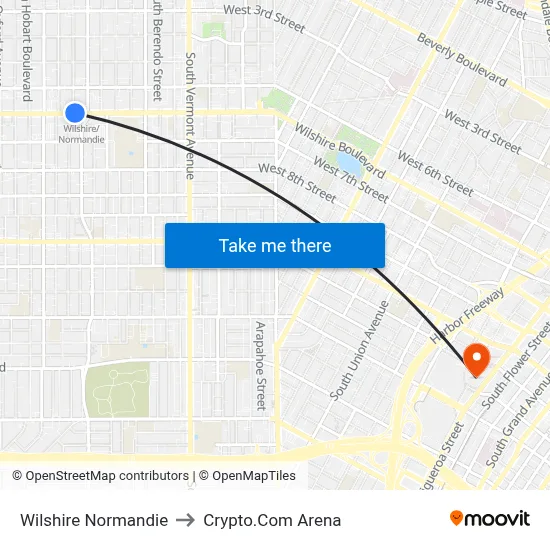 Wilshire Normandie to Crypto.Com Arena map