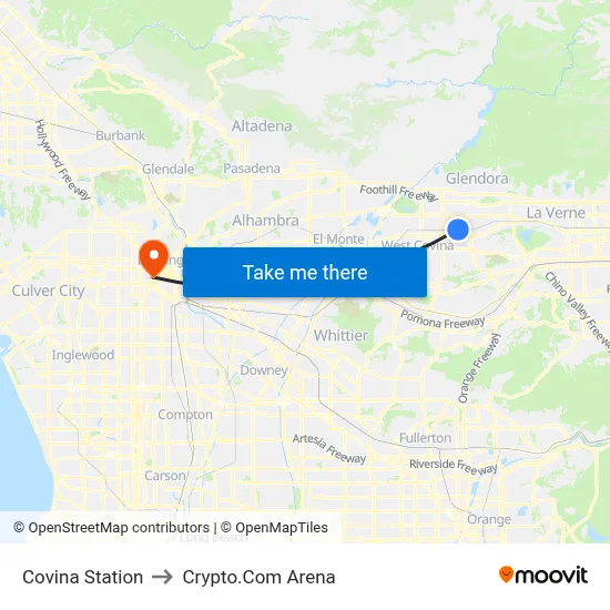Covina Station to Crypto.Com Arena map