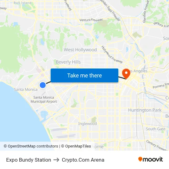 Expo Bundy Station to Crypto.Com Arena map