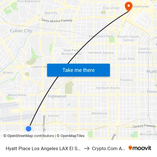 Hyatt Place Los Angeles LAX El Segundo to Crypto.Com Arena map