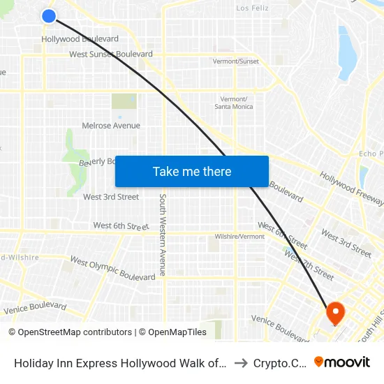 Holiday Inn Express Hollywood Walk of Fame an IHG Hotel Los Angeles to Crypto.Com Arena map