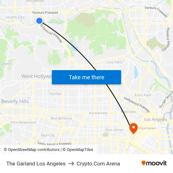 The Garland Los Angeles to Crypto.Com Arena map