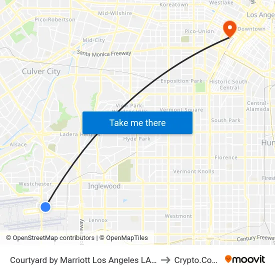Courtyard by Marriott Los Angeles LAX Century Boulevard to Crypto.Com Arena map