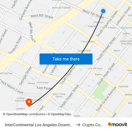 InterContinental Los Angeles Downtown an IHG Hotel to Crypto.Com Arena map