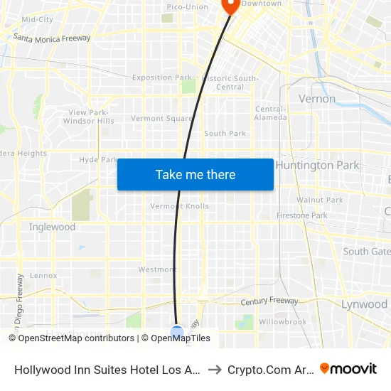Hollywood Inn Suites Hotel Los Angeles to Crypto.Com Arena map