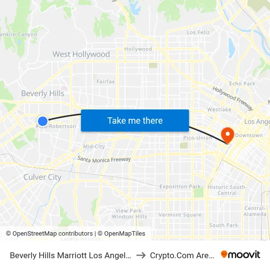 Beverly Hills Marriott Los Angeles to Crypto.Com Arena map