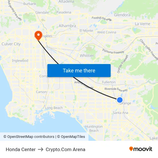 Honda Center to Crypto.Com Arena map